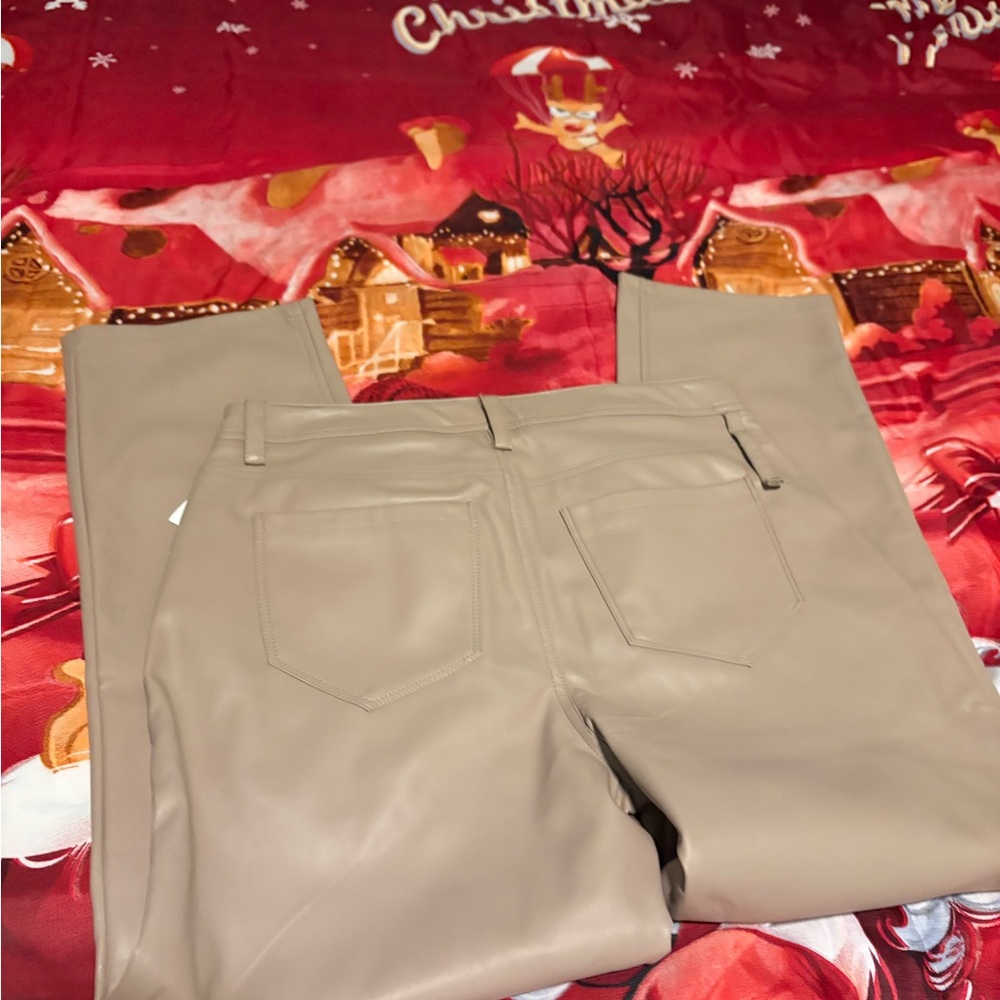Kensie Women Tan  Faux Vegan Leather Pants Size 8/29   NWT $78